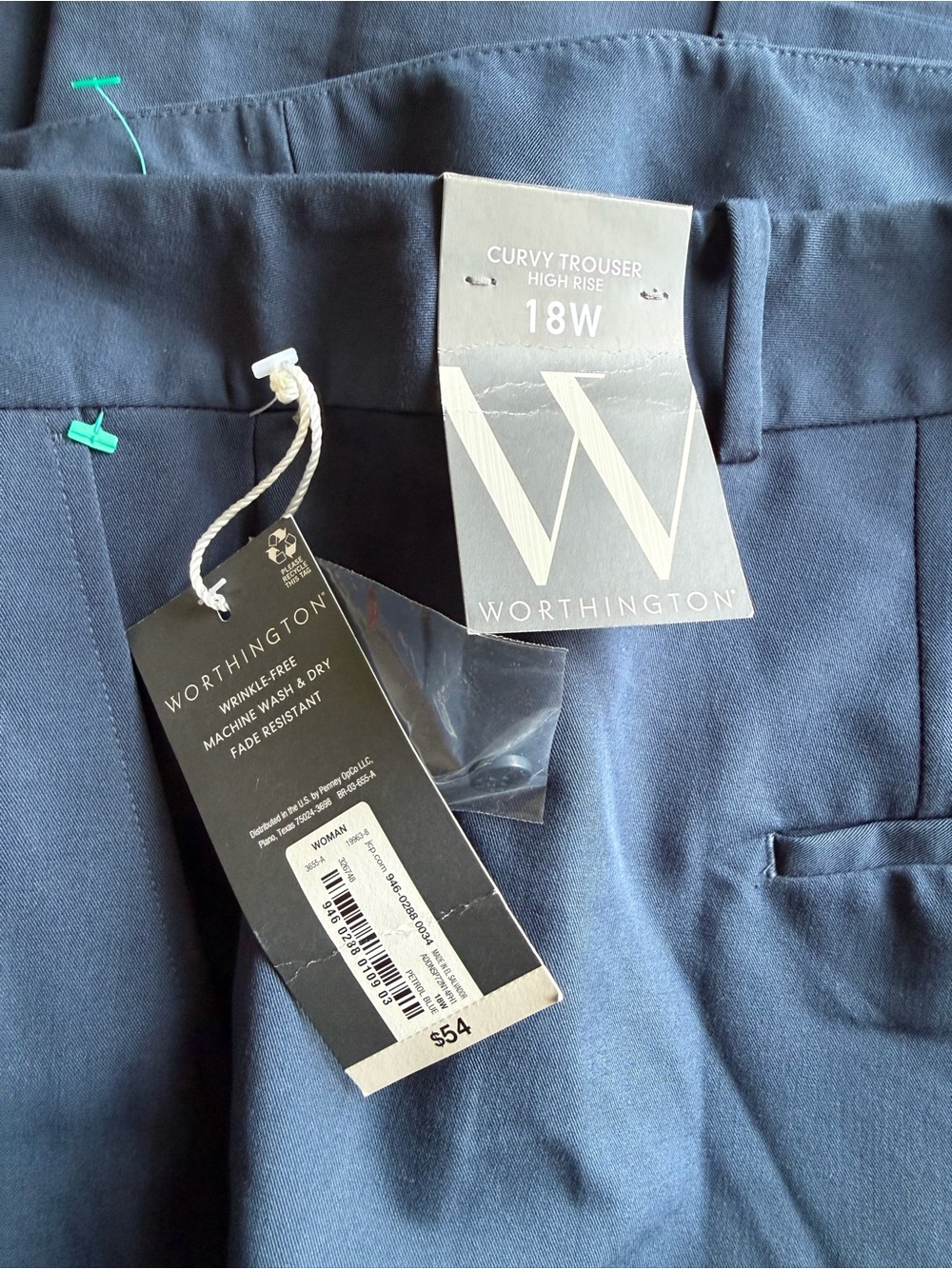 Worthington Navy Blue Curvy Trousers High Rise